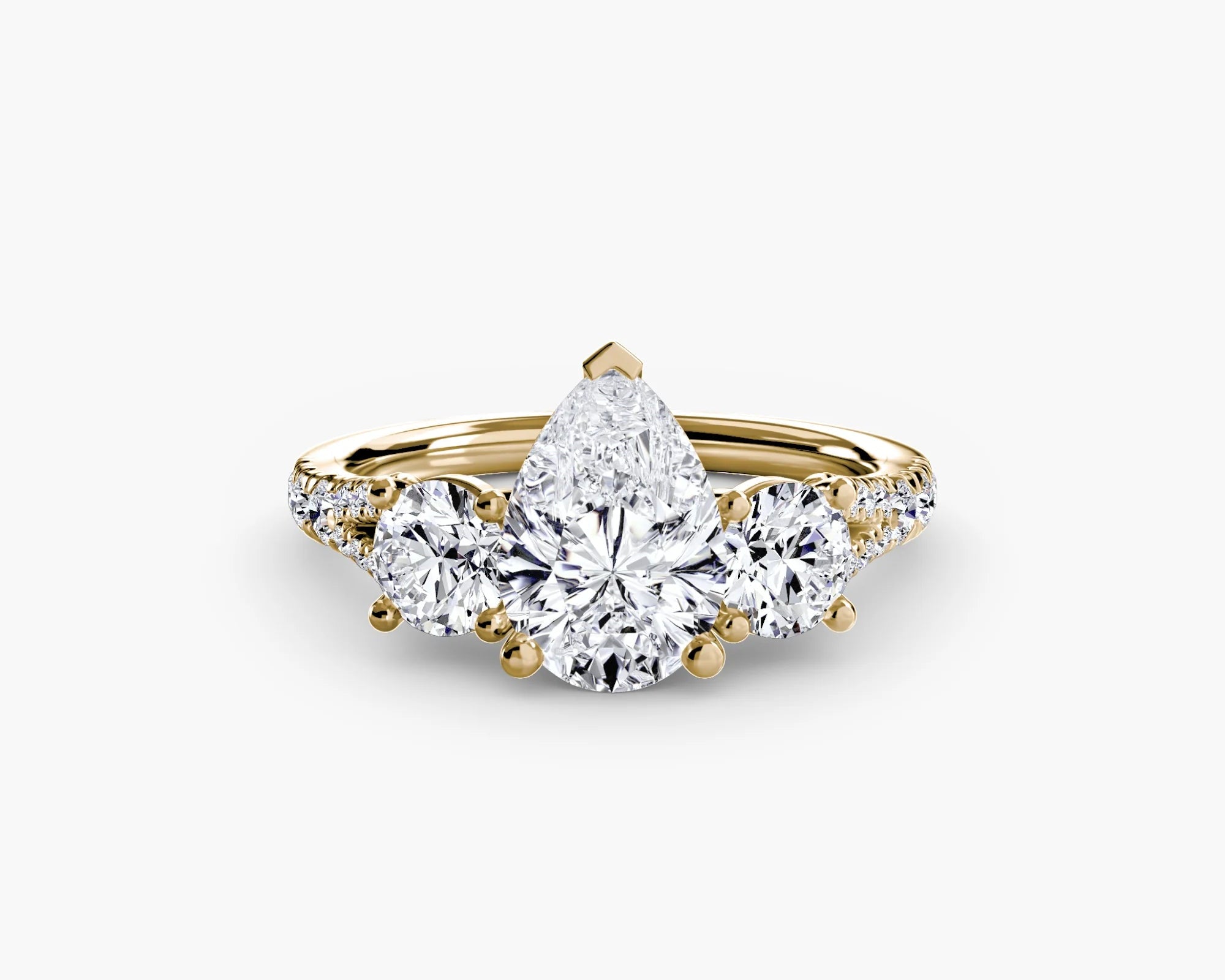 Gold and diamond ring on a white background