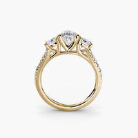 Pear Split Shank Three Stone Pavé Ring