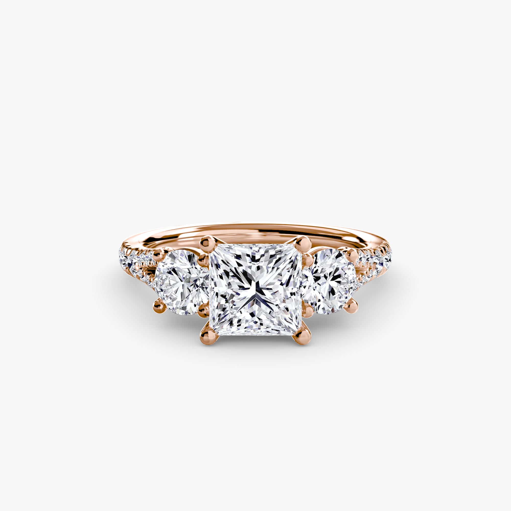 The Three Stone Split Shank Pavé Ring