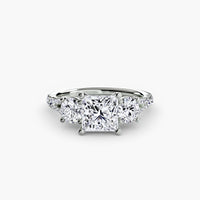 The Three Stone Split Shank Pavé Ring