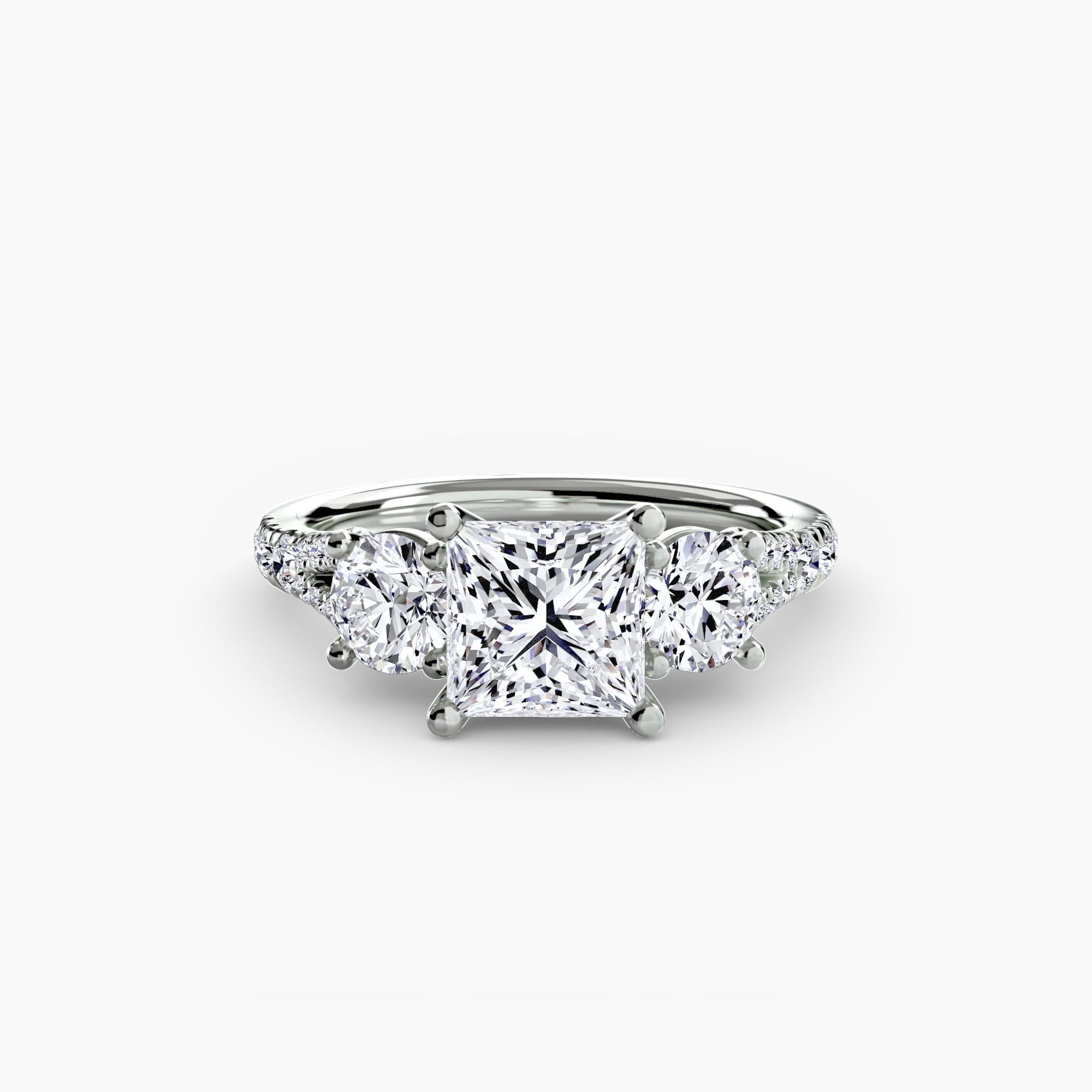 The Three Stone Split Shank Pavé Ring
