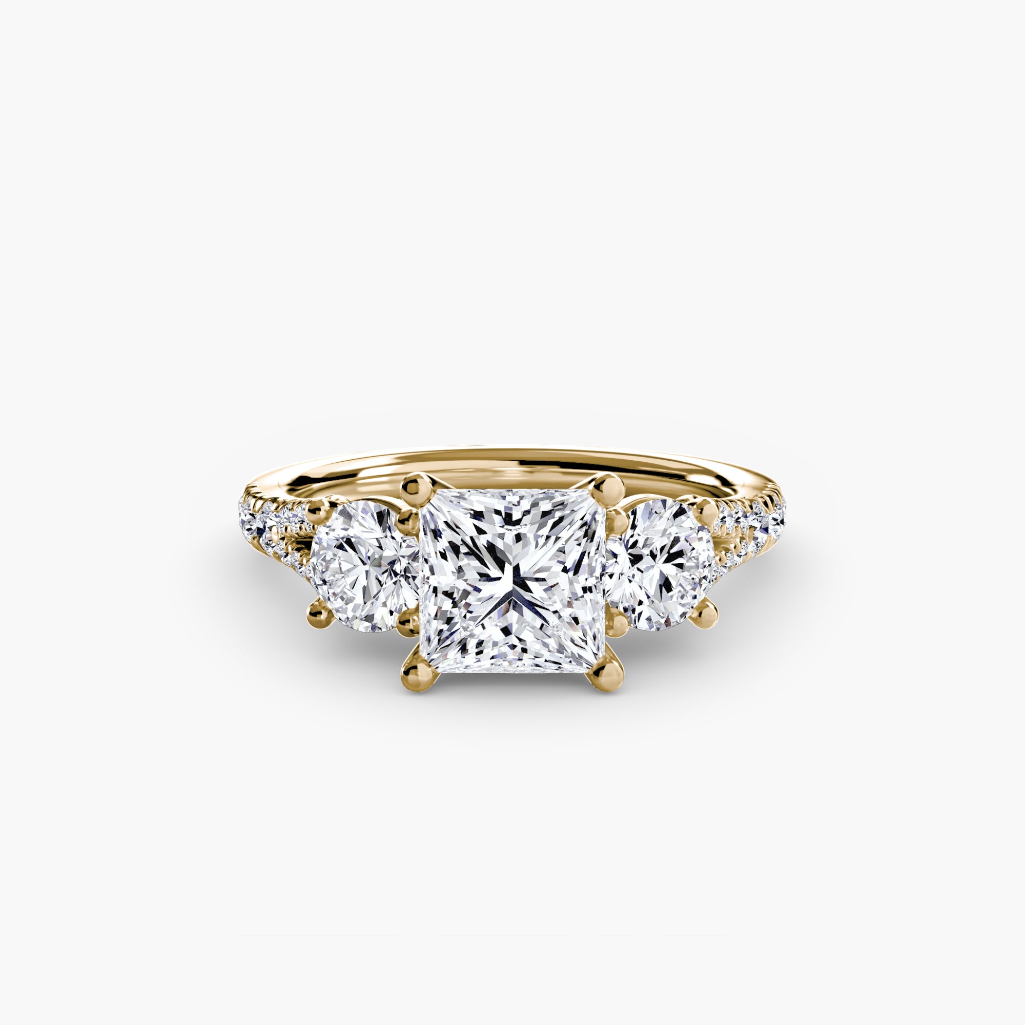 The Three Stone Split Shank Pavé Ring