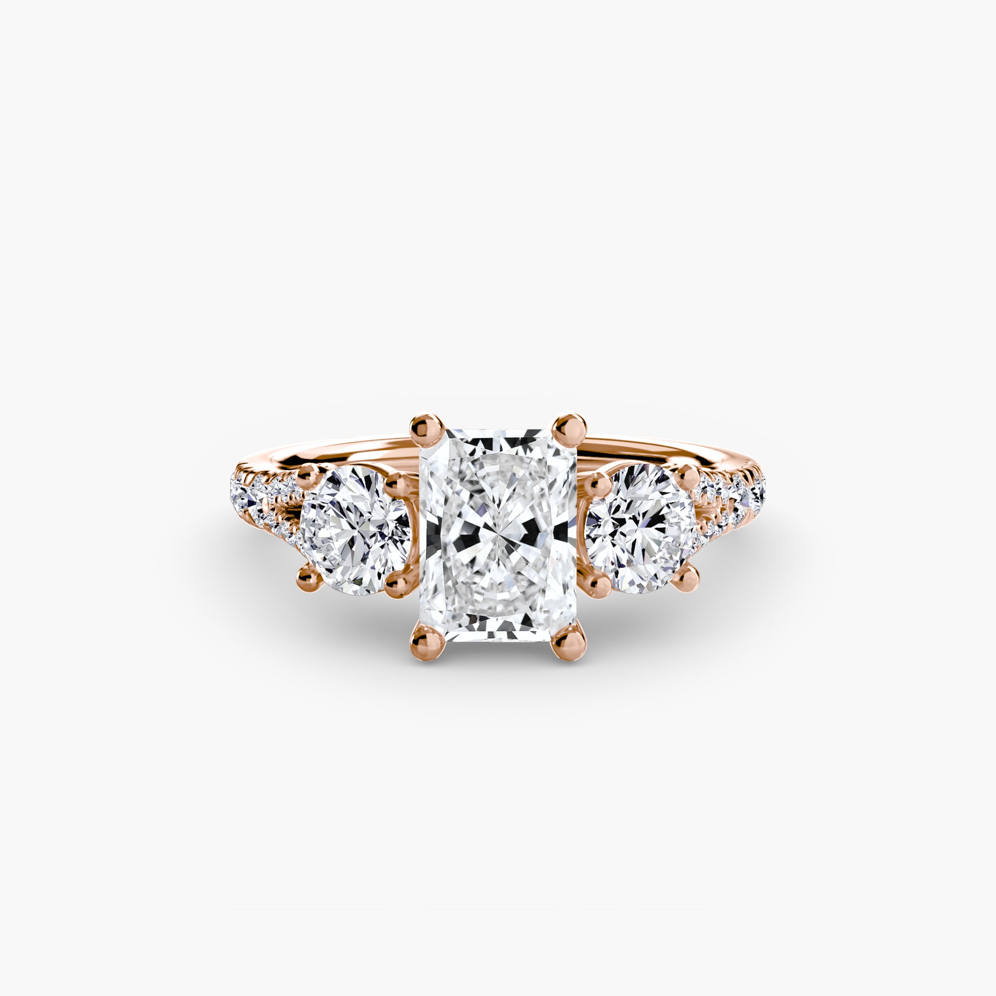 The Three Stone Split Shank Pavé Ring