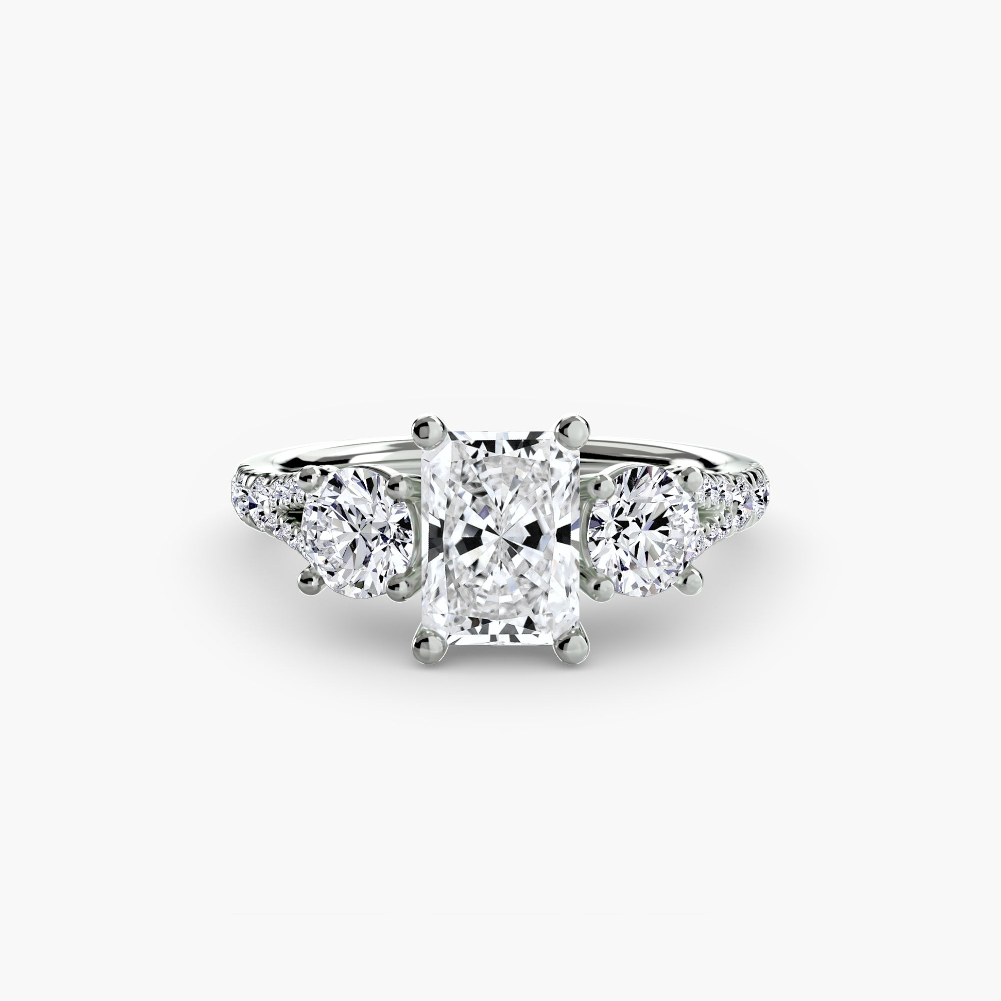The Three Stone Split Shank Pavé Ring