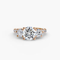 Round Split Shank Three Stone Pavé Ring