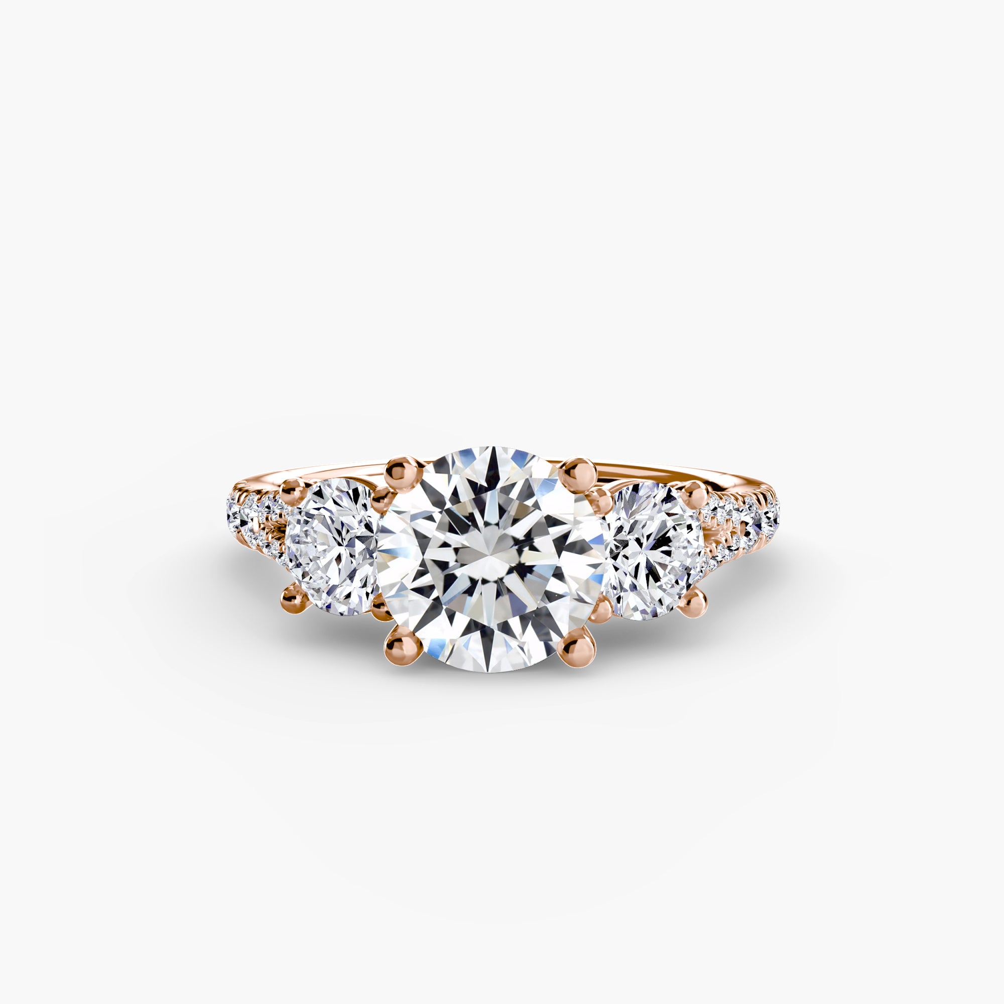 The Three Stone Split Shank Pavé Ring