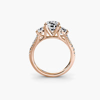 Round Split Shank Three Stone Pavé Ring