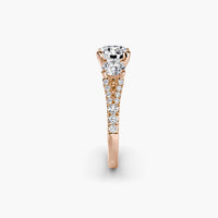 Round Split Shank Three Stone Pavé Ring