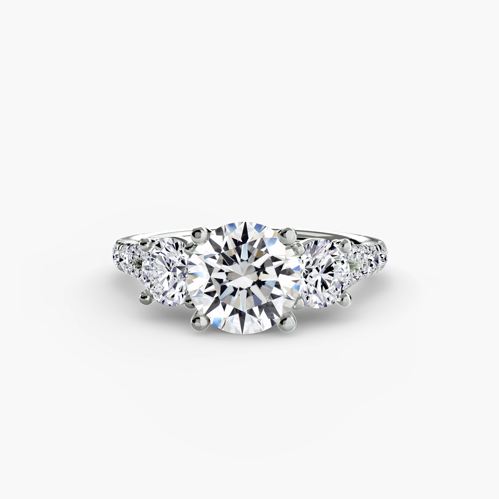 The Three Stone Split Shank Pavé Ring