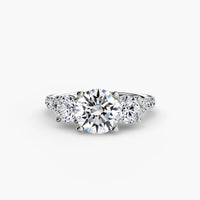Round Split Shank Three Stone Pavé Ring