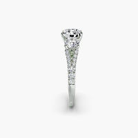 Round Split Shank Three Stone Pavé Ring