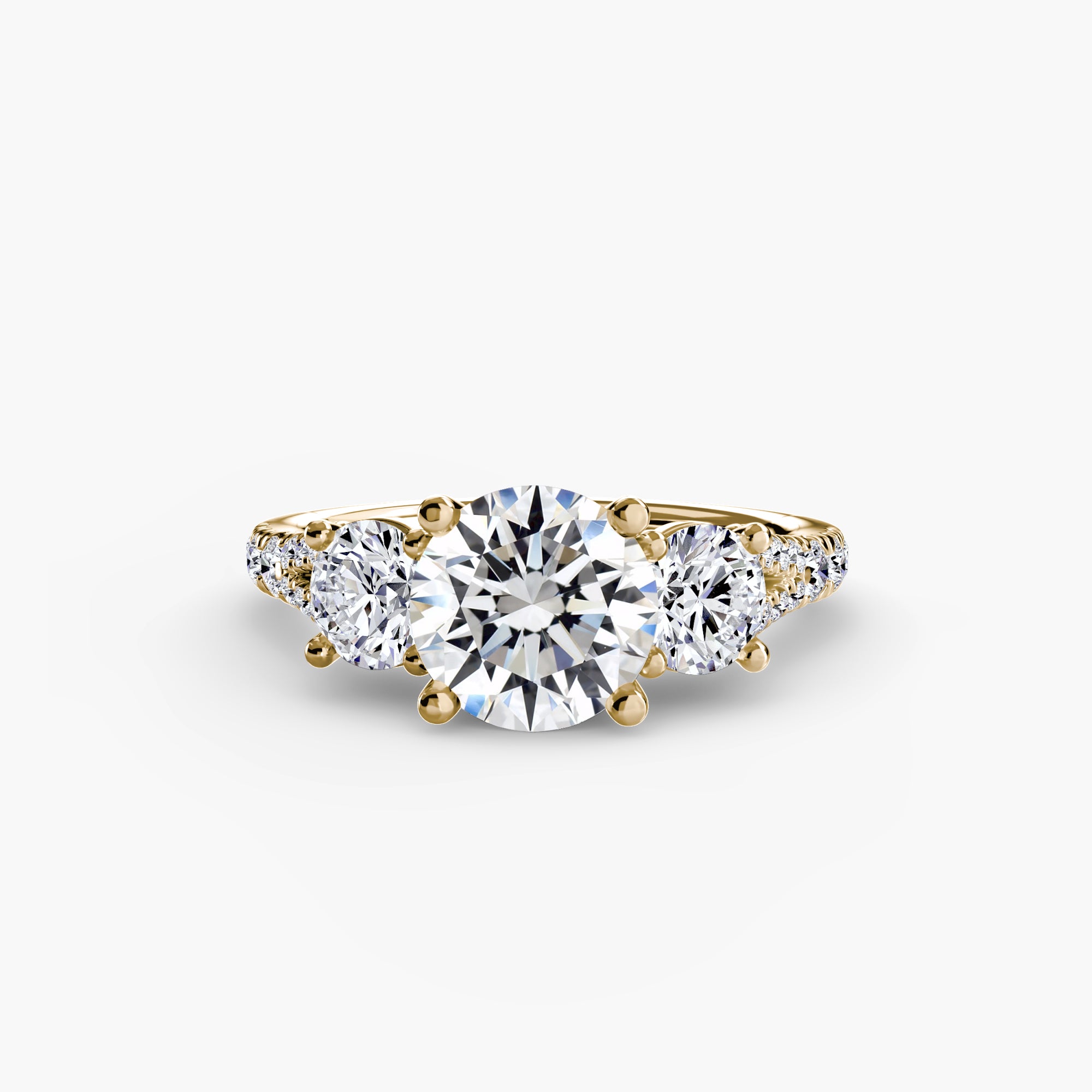 The Three Stone Split Shank Pavé Ring