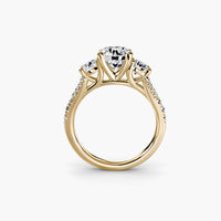Round Split Shank Three Stone Pavé Ring
