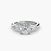 Cushion Three Stone Tapered Baguette Ring