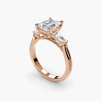 Emerald Three Stone Tapered Baguette Ring