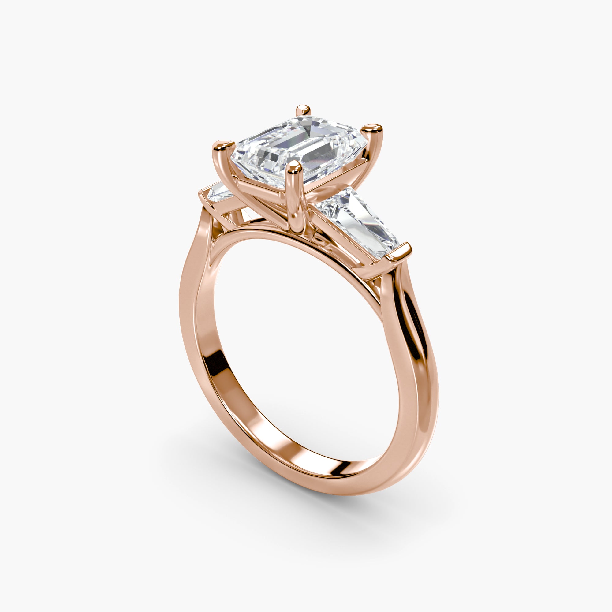 Emerald Three Stone Tapered Baguette Ring