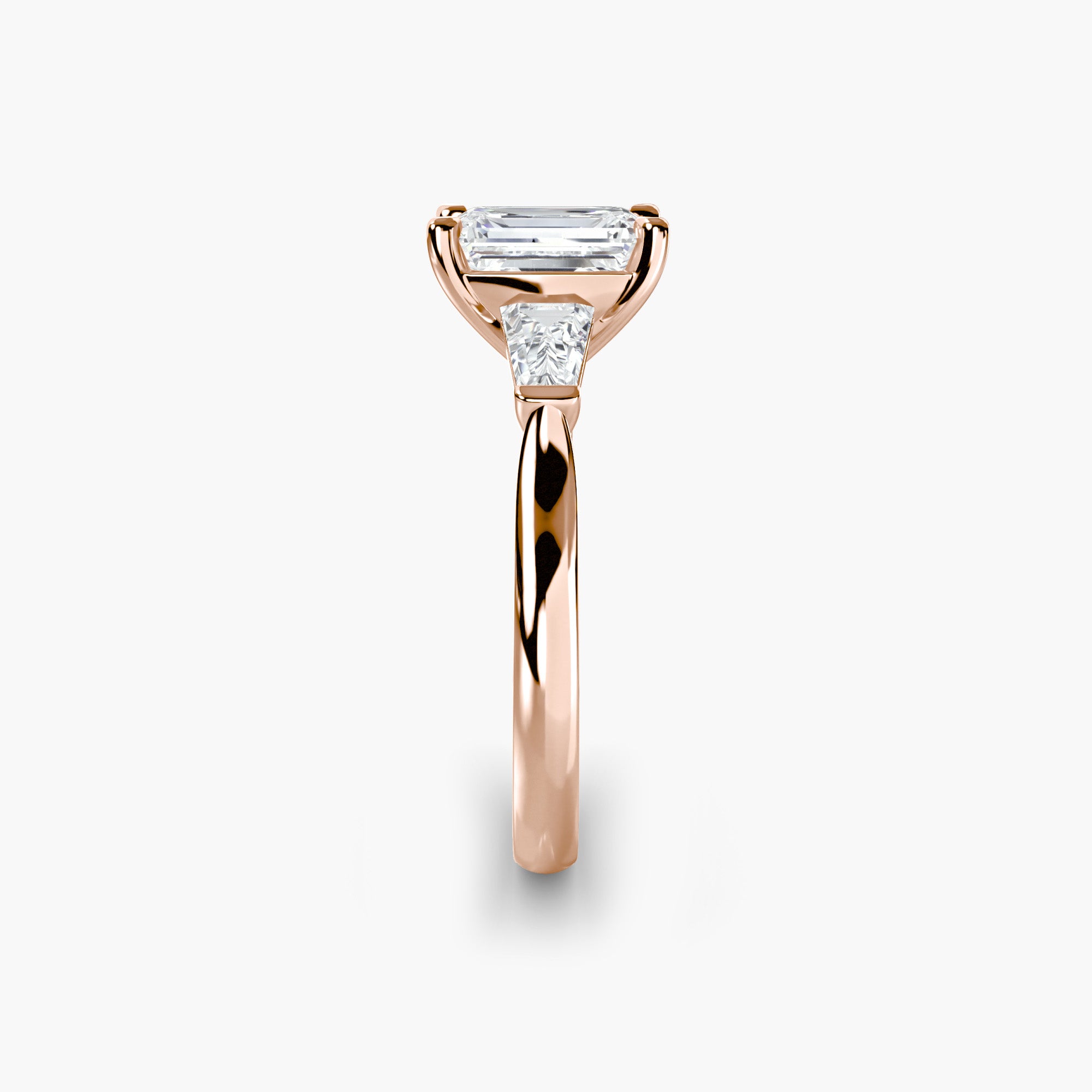 Emerald Three Stone Tapered Baguette Ring