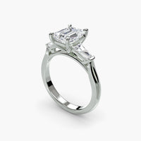 Emerald Three Stone Tapered Baguette Ring