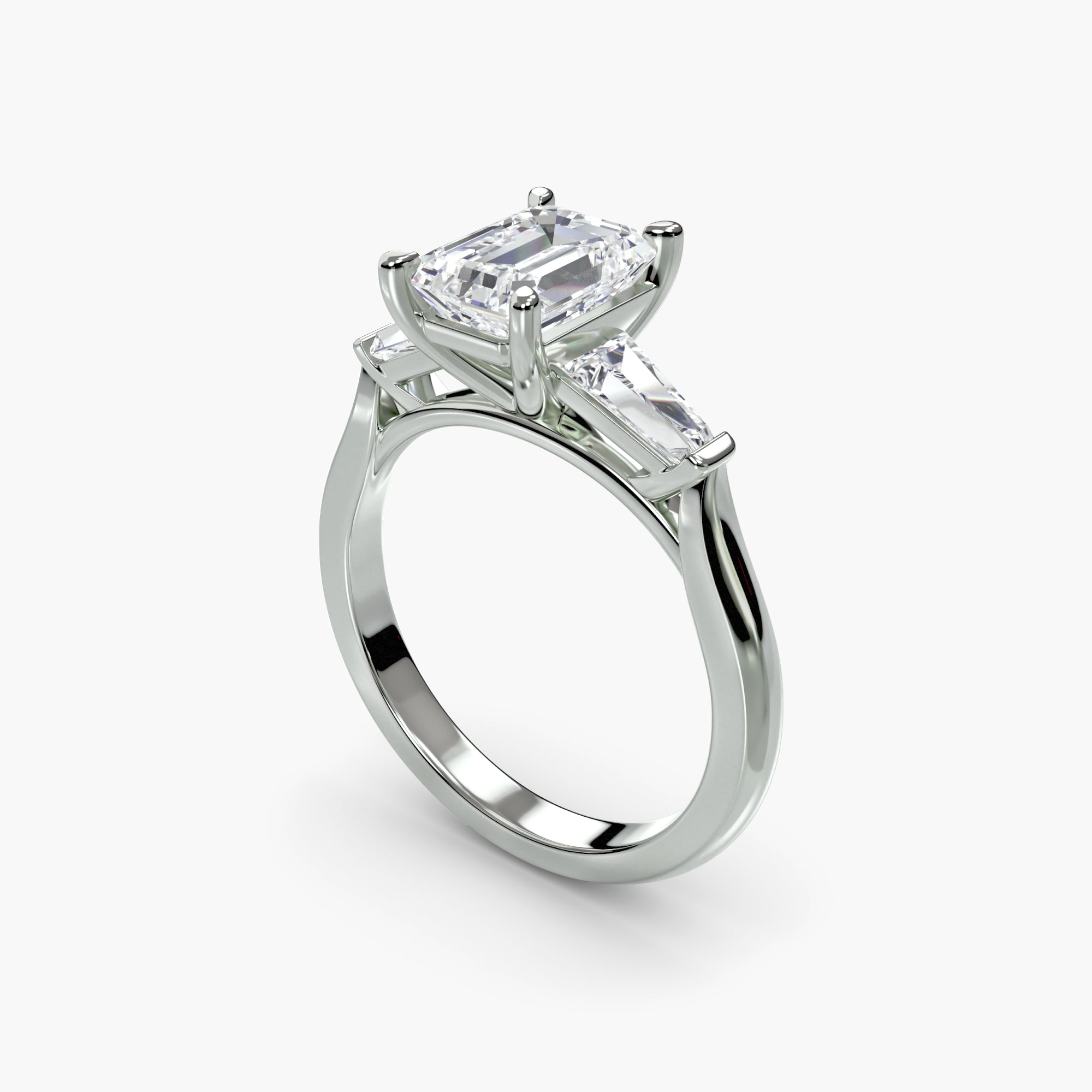Emerald Three Stone Tapered Baguette Ring