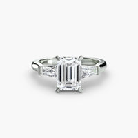 Emerald Three Stone Tapered Baguette Ring