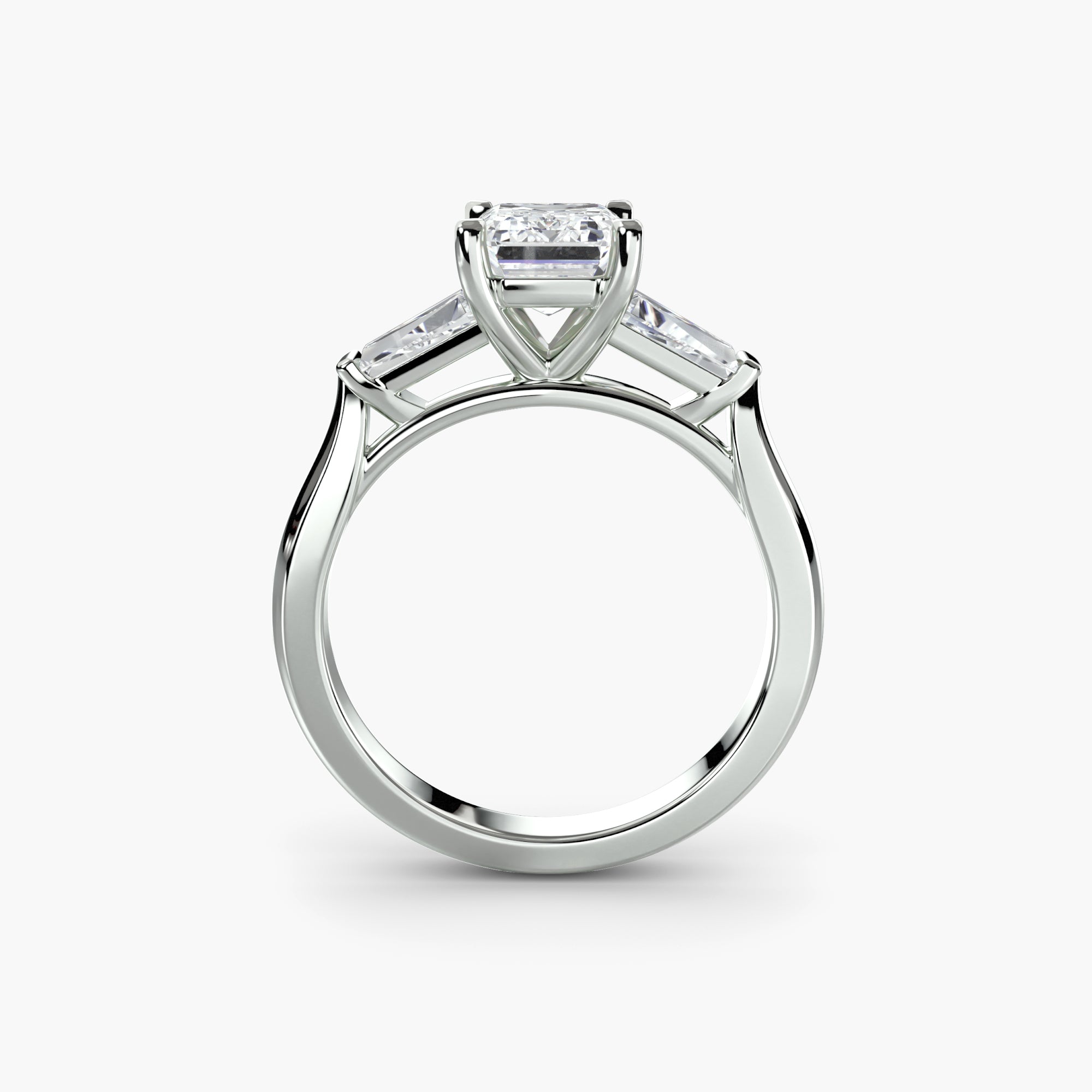 Emerald Three Stone Tapered Baguette Ring