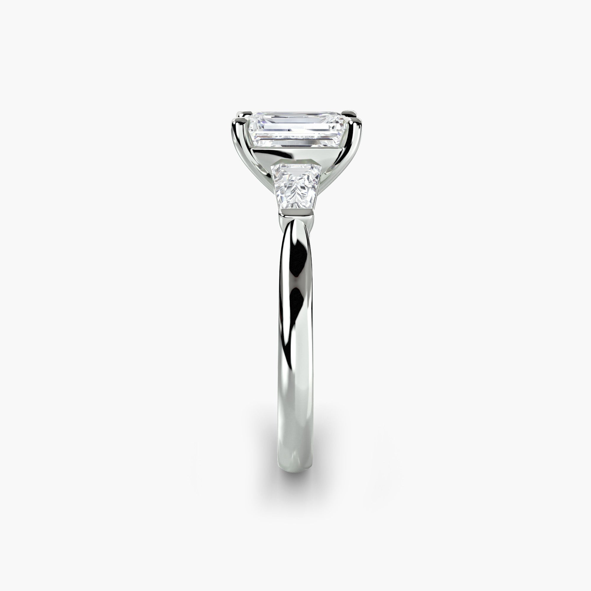 Emerald Three Stone Tapered Baguette Ring