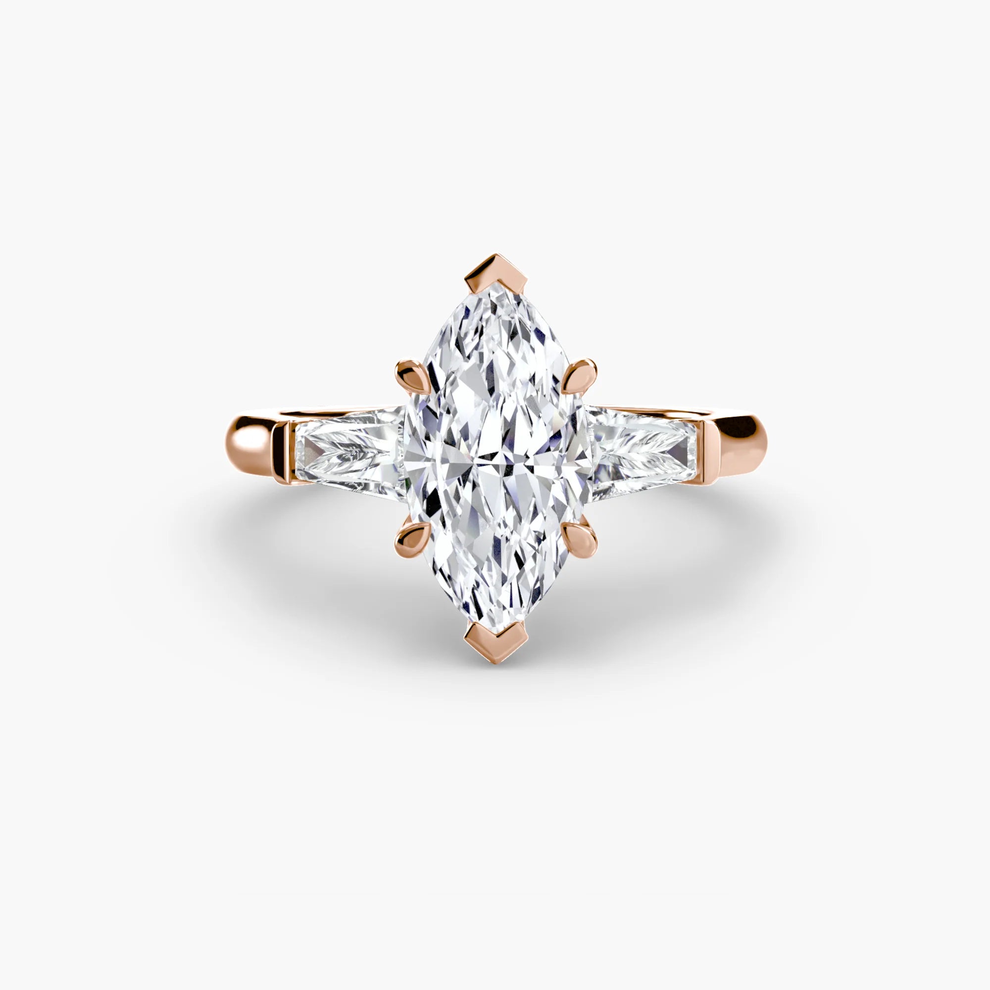 Marquise Three Stone Tapered Baguette Ring