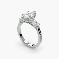 Marquise Three Stone Tapered Baguette Ring