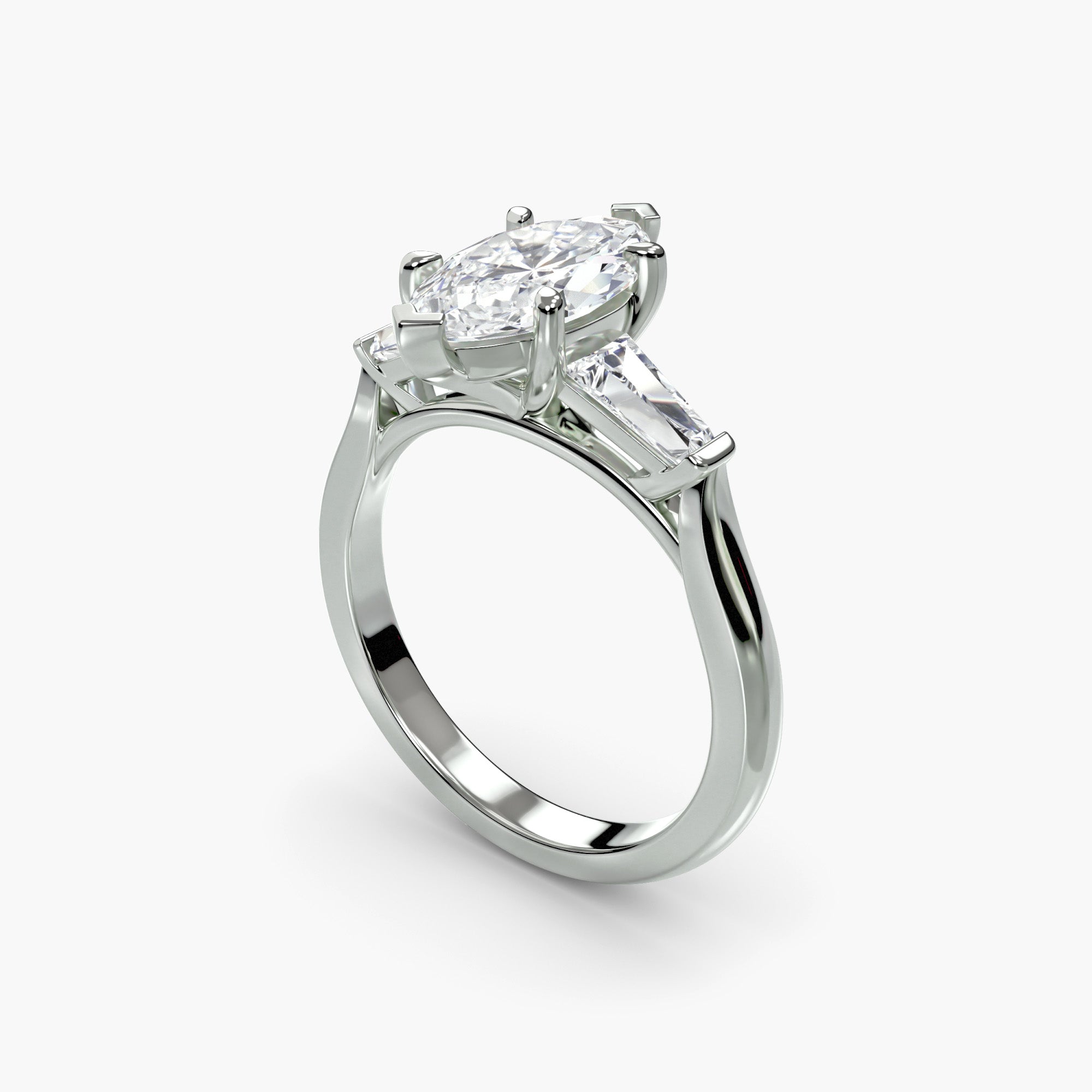 Marquise Three Stone Tapered Baguette Ring