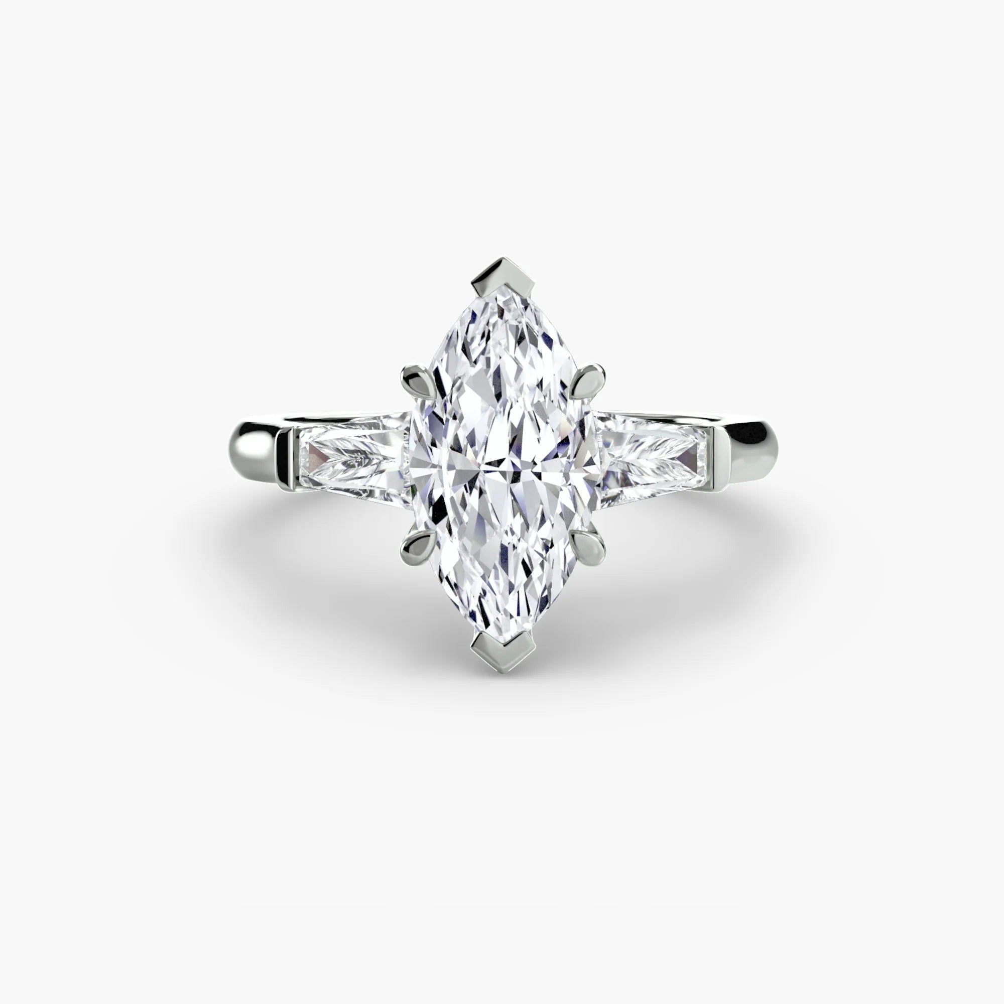 Marquise Three Stone Tapered Baguette Ring