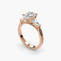 Oval Three Stone Tapered Baguette Ring