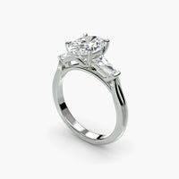 Oval Three Stone Tapered Baguette Ring