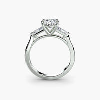 Oval Three Stone Tapered Baguette Ring