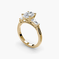 Oval Three Stone Tapered Baguette Ring