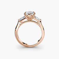 Pear Three Stone Tapered Baguette Ring