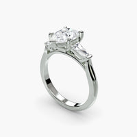 Pear Three Stone Tapered Baguette Ring