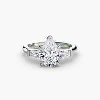 Pear Three Stone Tapered Baguette Ring