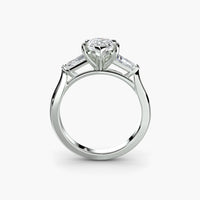 Pear Three Stone Tapered Baguette Ring