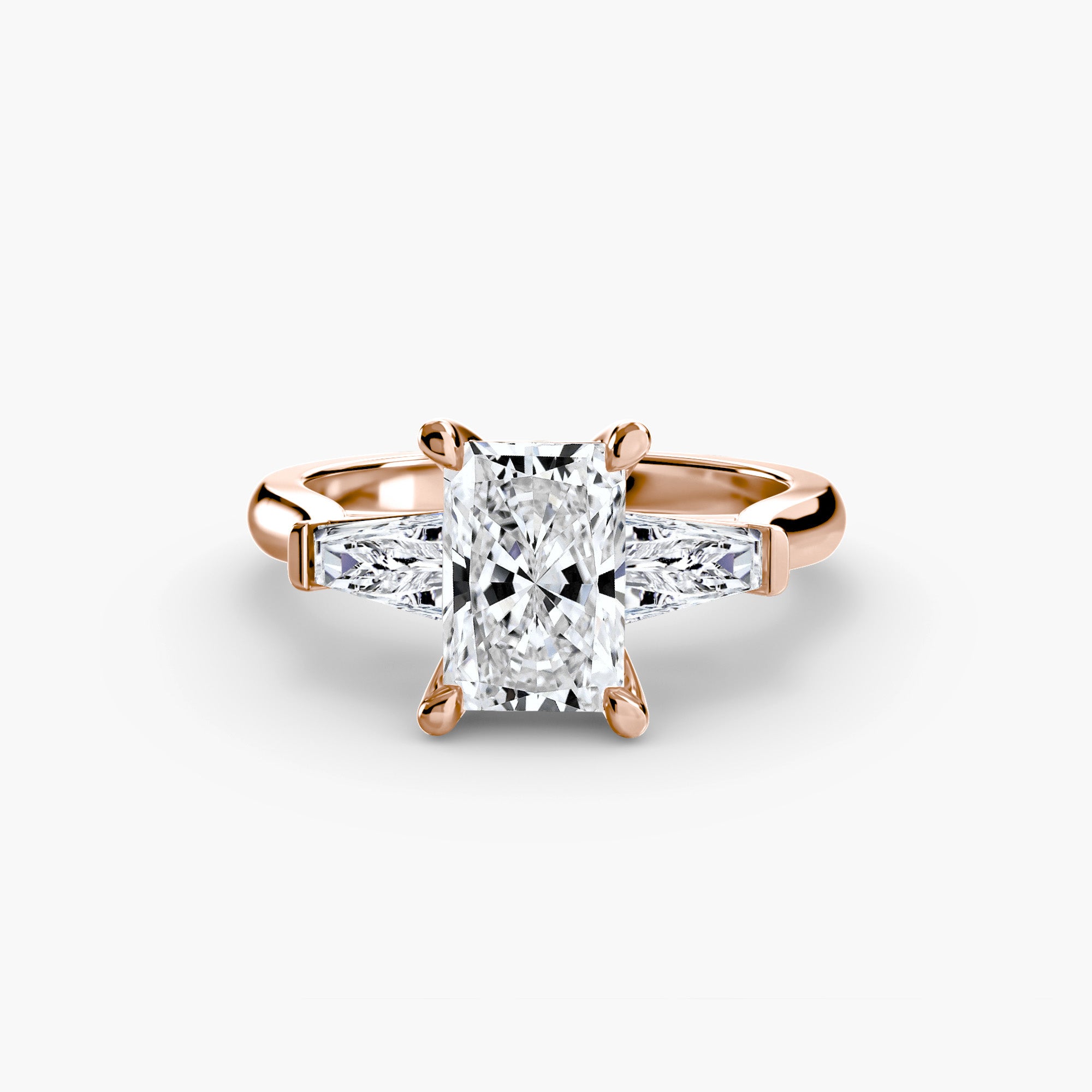 Radiant Three Stone Tapered Baguette Ring