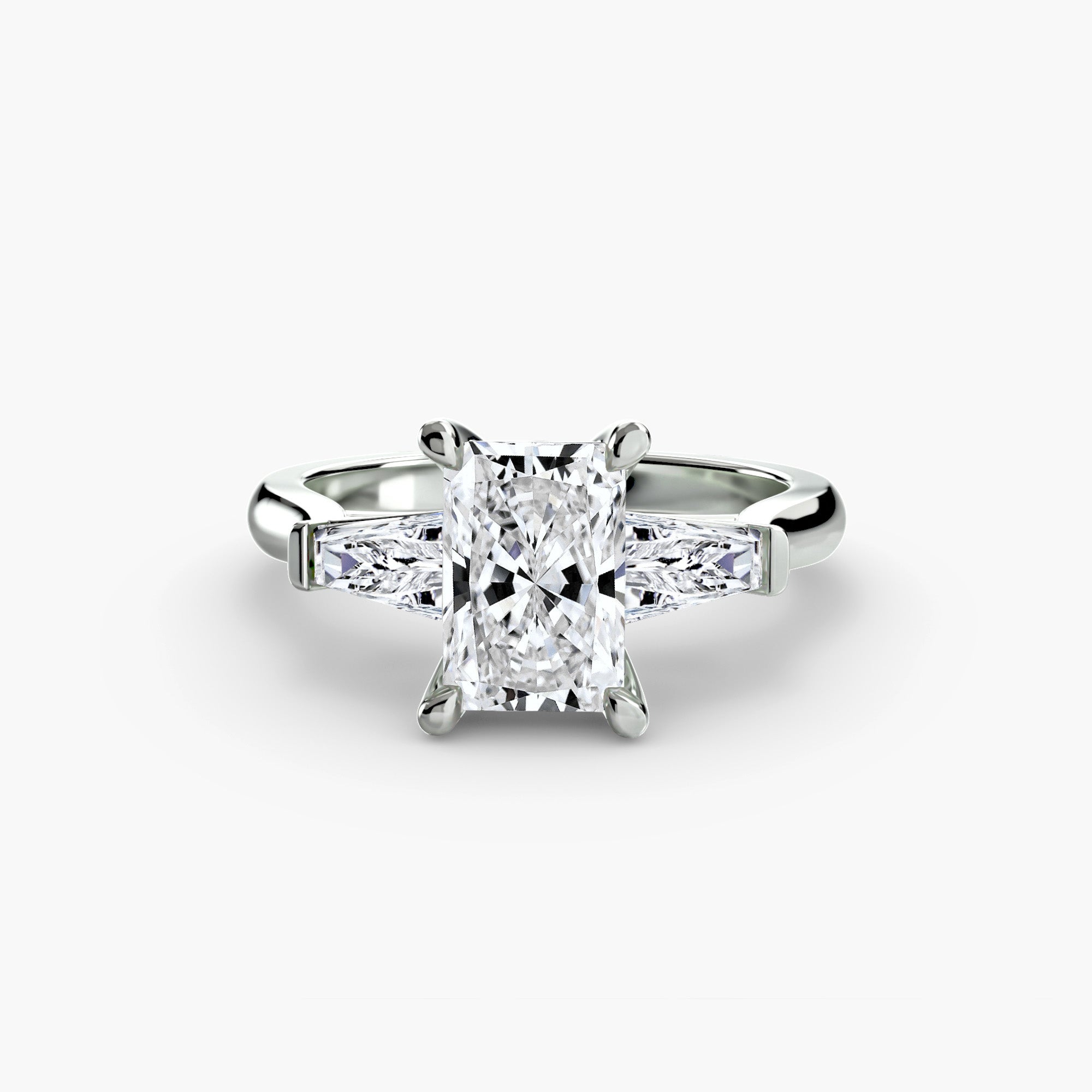 Radiant Three Stone Tapered Baguette Ring