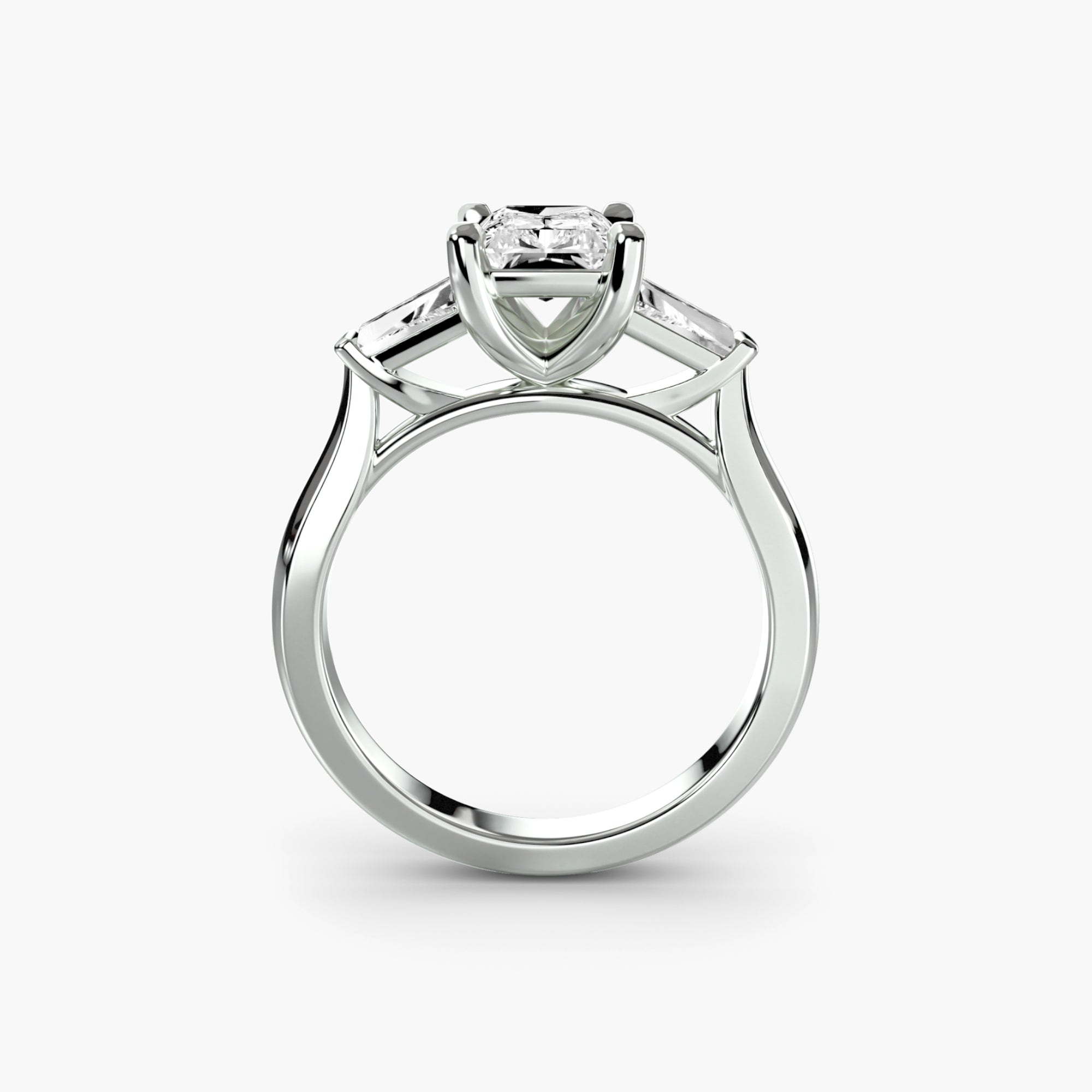 Radiant Three Stone Tapered Baguette Ring