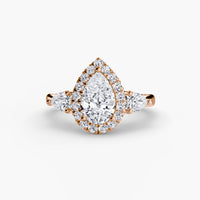 Three-Stone Ring with Halo
