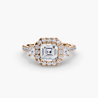 Three-Stone Ring with Halo 2