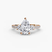 Three Stone Engagement Ring With Pavé Shank