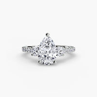 Three Stone Engagement Ring With Pavé Shank