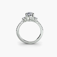 Three Stone Engagement Ring With Pavé Shank
