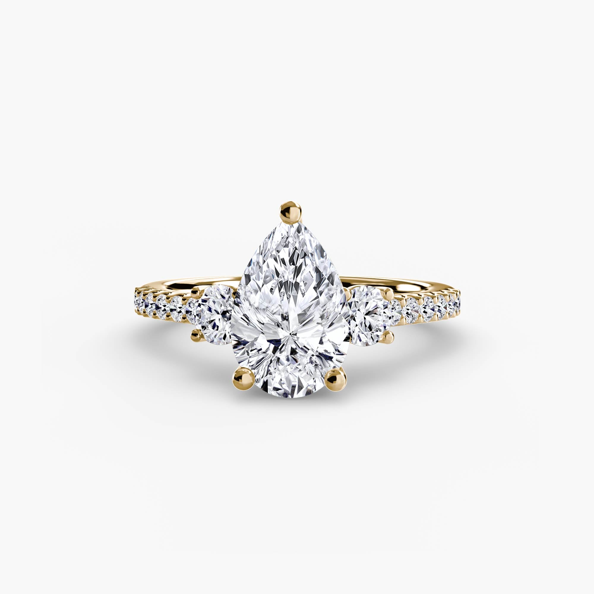 Three Stone Engagement Ring With Pavé Shank
