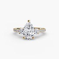 Three Stone Engagement Ring With Pavé Shank