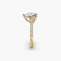 Pear Three Stone Ring With Pavé Shank