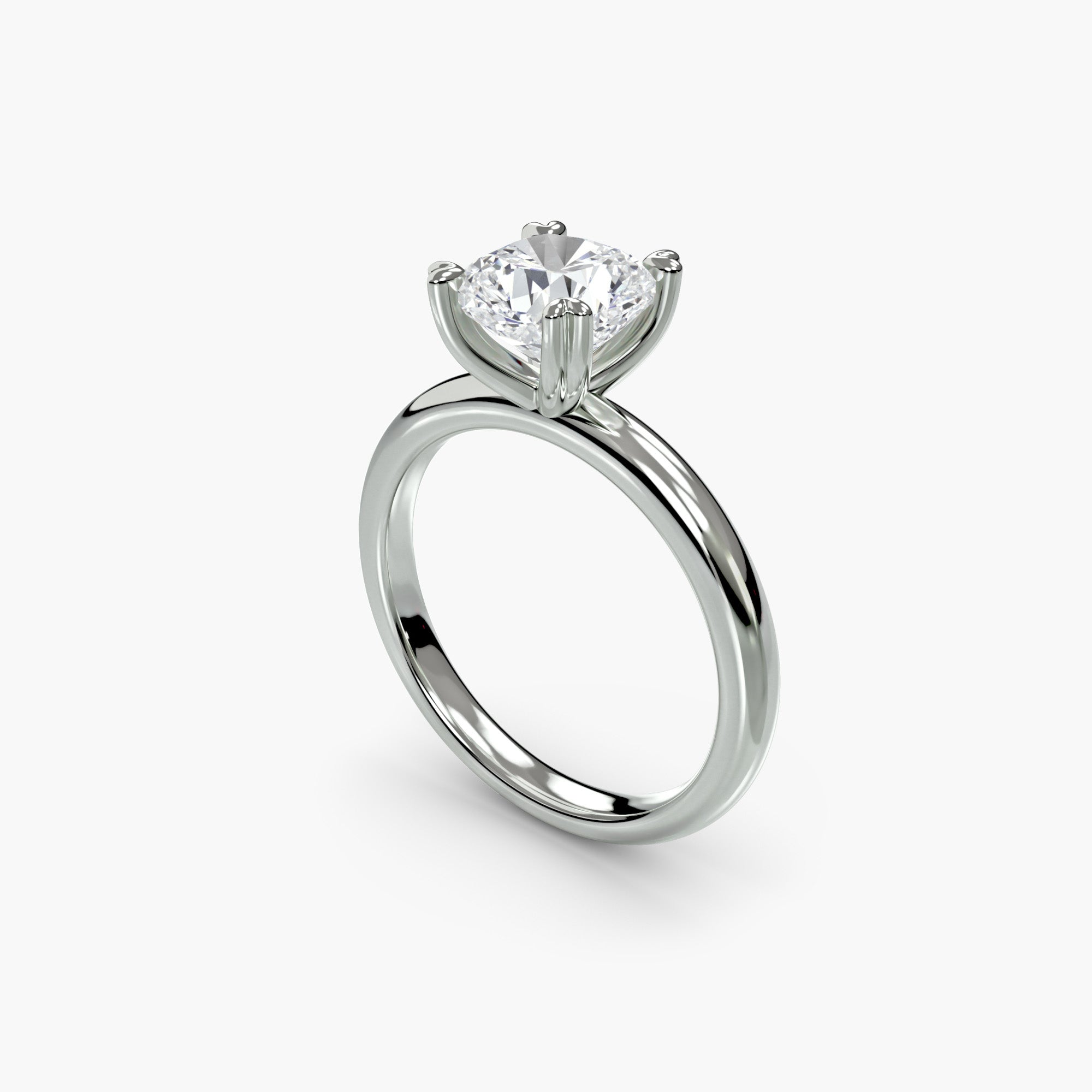 Heart Prong Cushion Solitaire Engagement Ring